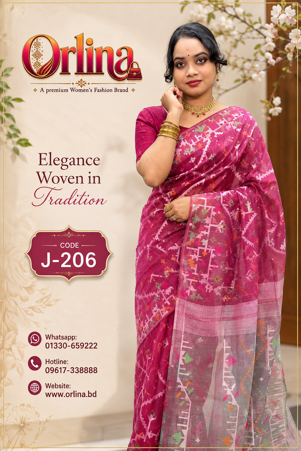 Jamdani Saree-84 Count [Code-J-206]